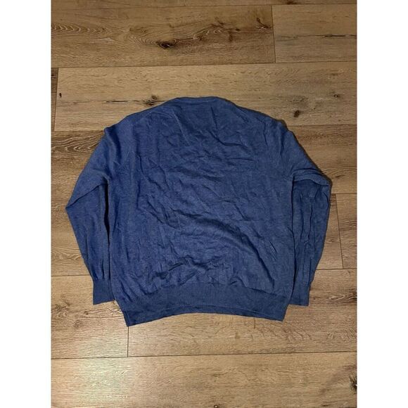 J. Crew Mens Blue Knit Long Sleeve Pullover Sweatshirt V-neck Size Large - Picture 2 of 3